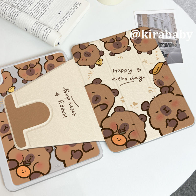 Cartoon Capybara 360degree rotation for iPad Tablet Case2024air6 Pro11 ...