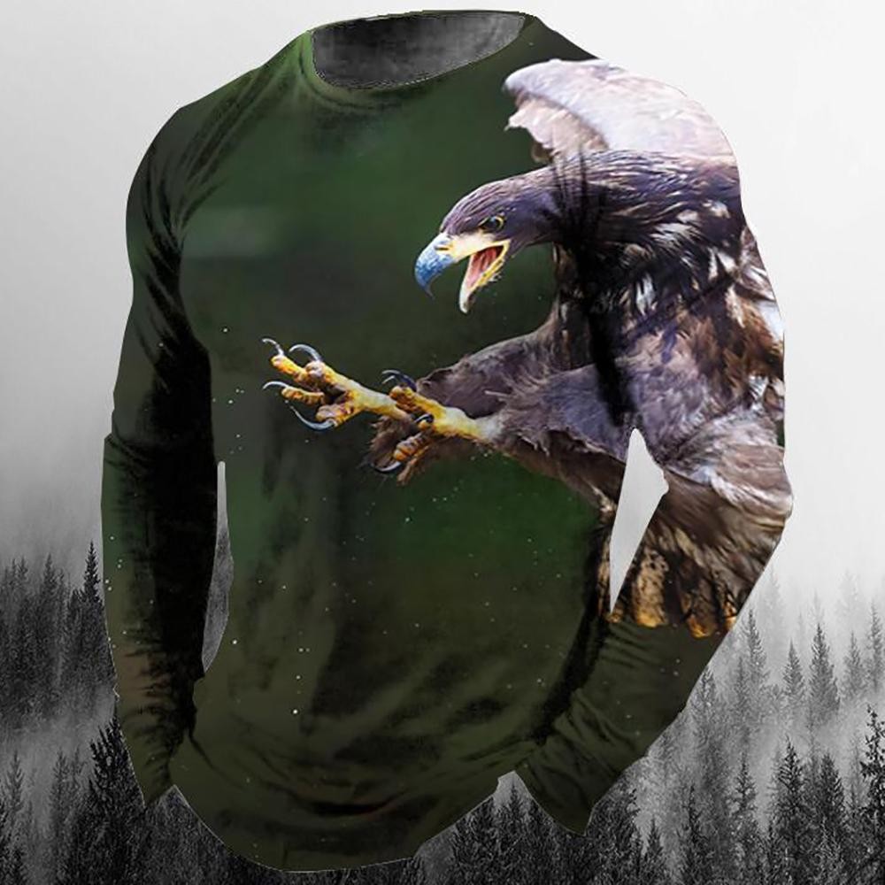 Vintage Eagle Pattern Animal T-shirt, Men's Size Small unclear gray type Vintage Second Hand