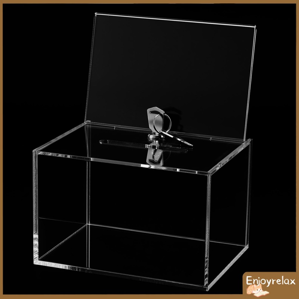 Acrylic Donation Box with Lock Clear Ballot Box with Sign Holder ...