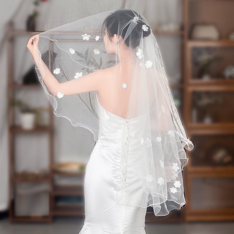 veil 头纱头纱新娘婚纱婚礼头饰长款结婚影楼高级旅拍拍照超仙森