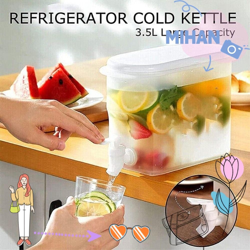 MIHAN Cold Water Jug, 3.5L Cold Water Container Fruit Teapot ...