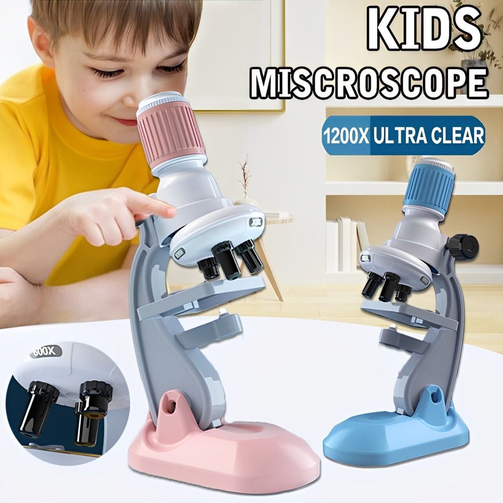 MYKids 200X-600X-1200X Microscope Kit Lab LED Stem Educational Science ...