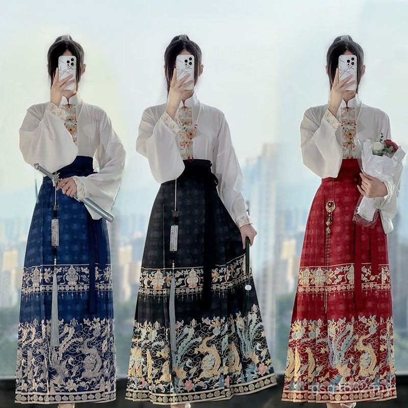 Ming Made Hanfu Female Red Horse Face Skirt Suit Toasting Suit Top ...