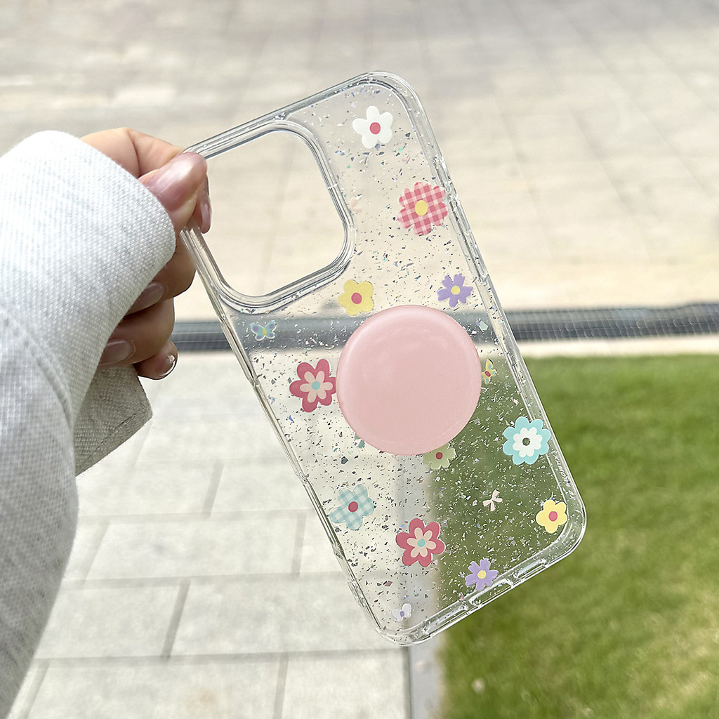 Casing iPhone 16 15 14 13 Transparent Case Spring Sweet Small Flower ...