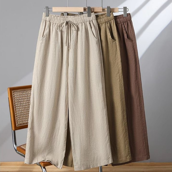 Cotton And Linen Casual Straight Pants
