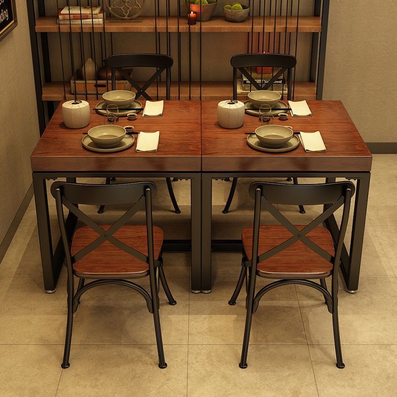 Iron Art Solid Wood Square Table Milk Tea Shop Table Chair Influencer ...