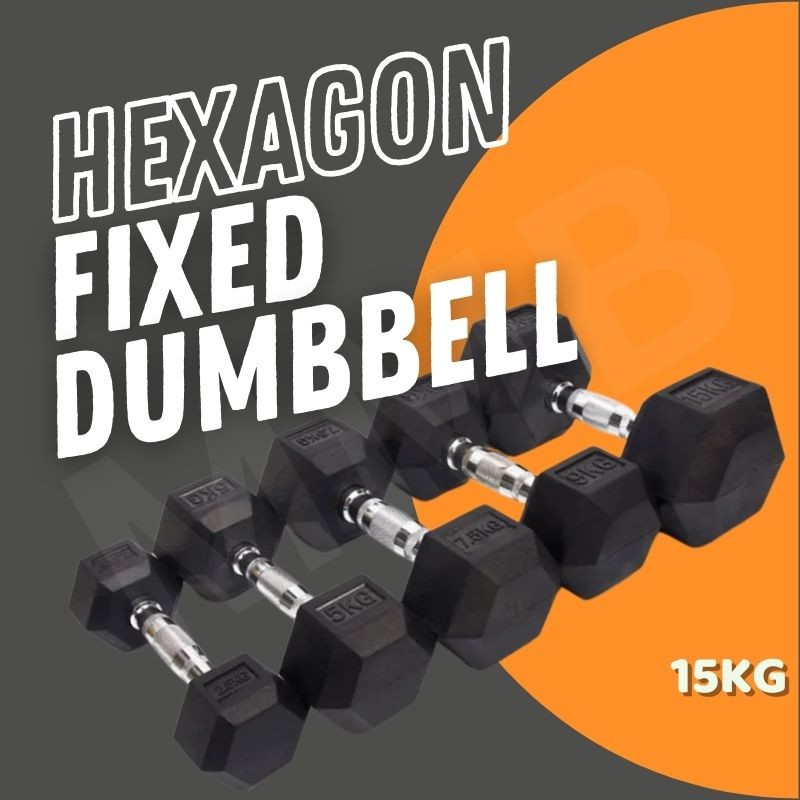 Hexagon Fixed Dumbbell 15kg 1Piece 【Ready Stock】Fitness Equipment ...