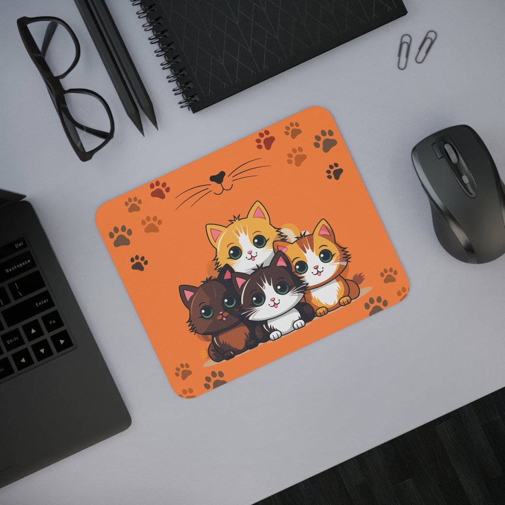 Cute cat on custom printable mouse pads in Ochre | Shopee Malaysia