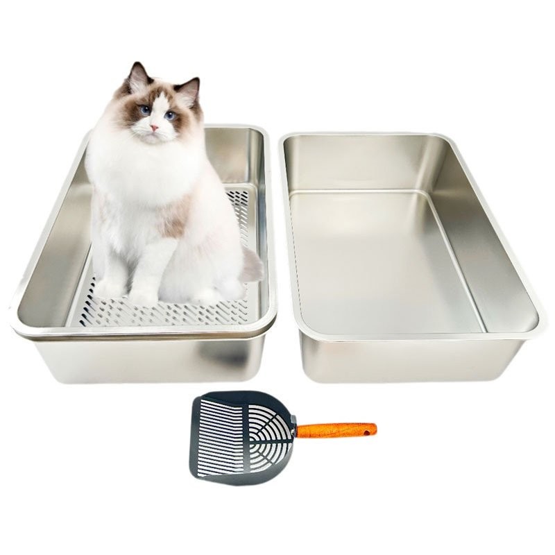 New Stainless Steel Sand Drain Box Filter Cat Litter Box Detachable ...