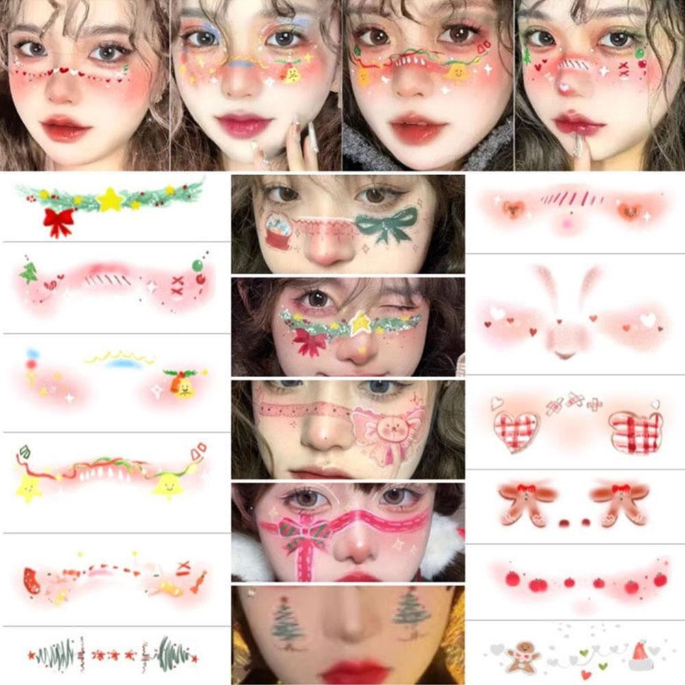 Christmas Cartoon Face Stickers Snowflake Colorful Stickers Face Cute ...