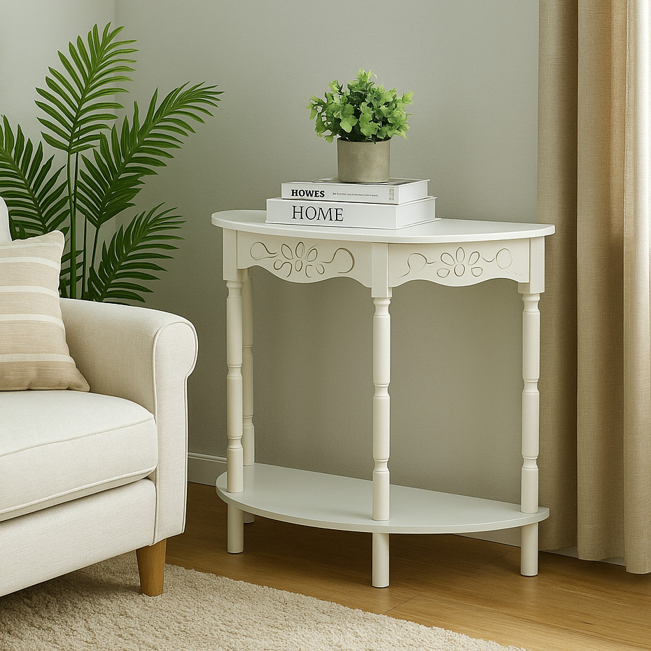Furniture Direct TIM LUNAR Solid wood Half Moon Shaped Console Table ...