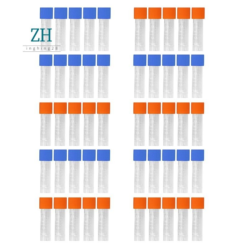50Pcs 1.8ml Plastic Graduated 0.063oz Cryovial Test Tube Sample Pipe ...