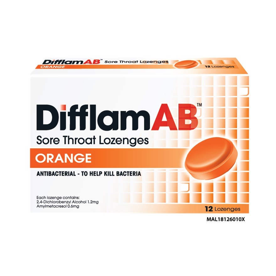 DIFFLAM AB Sore Throat Lozenges Orange 12's | Shopee Malaysia