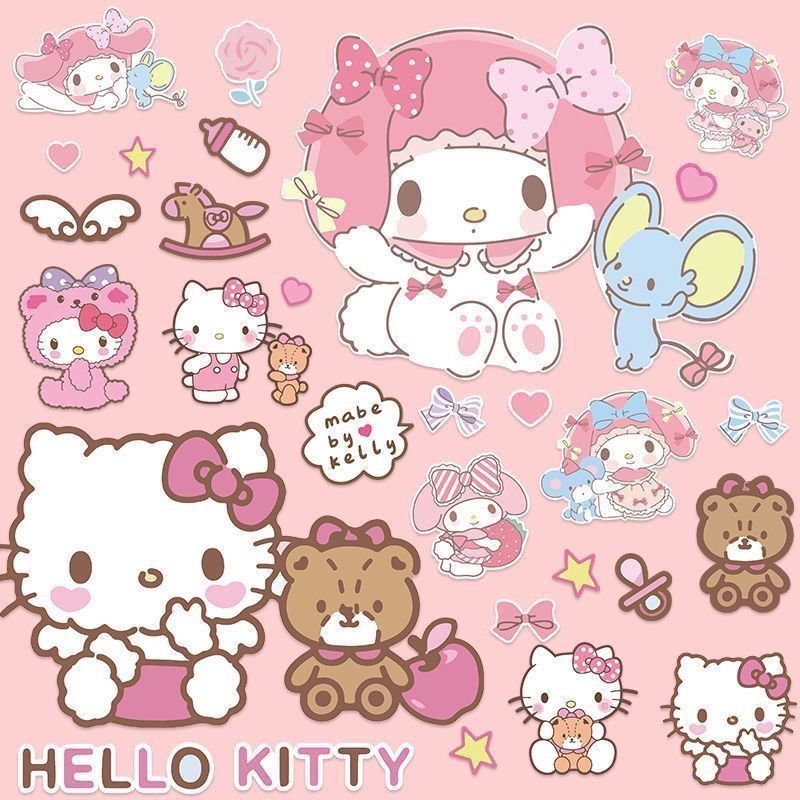 Pink Princess Room Decoration Cartoon Cute Kitty Cat Sticker Waterproof ...