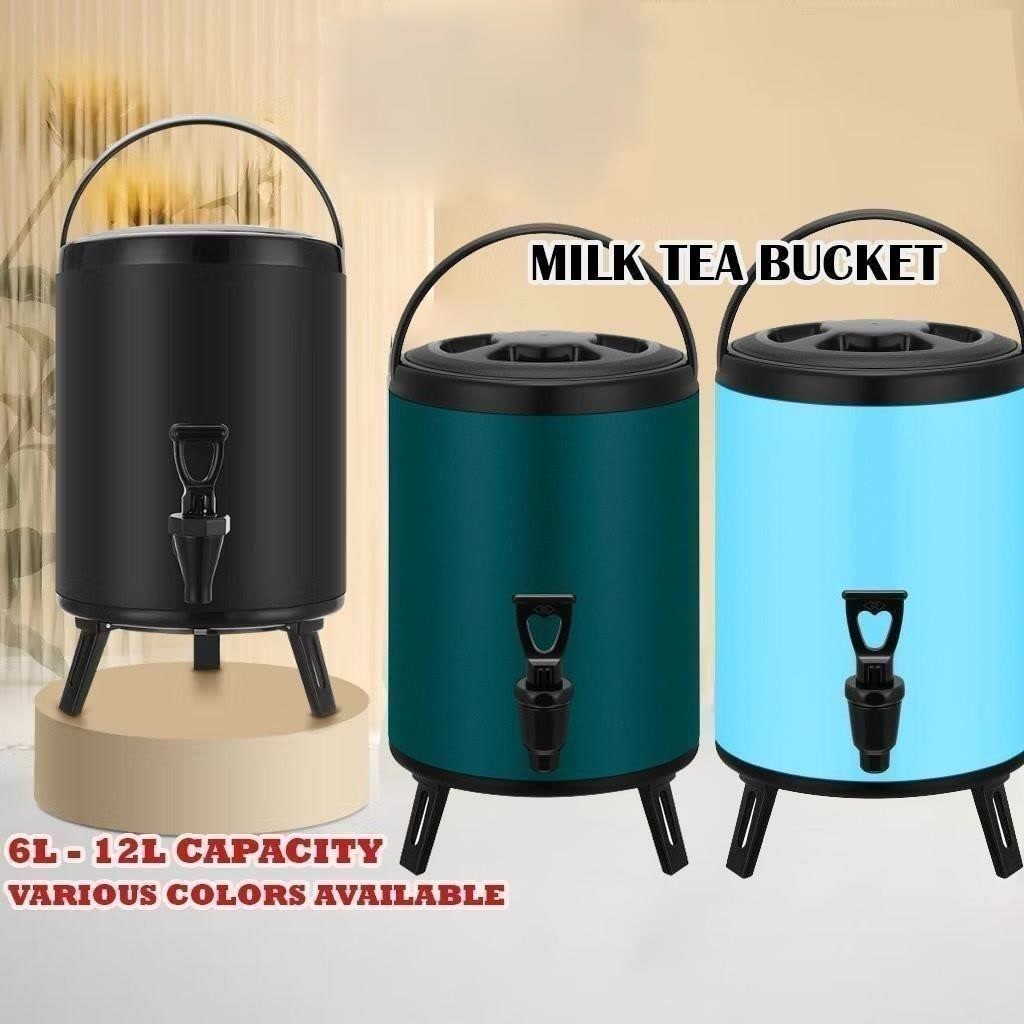 6/8/10/12L Drink jar Milk tea bucket Stainless Steel Water Dispenser ...