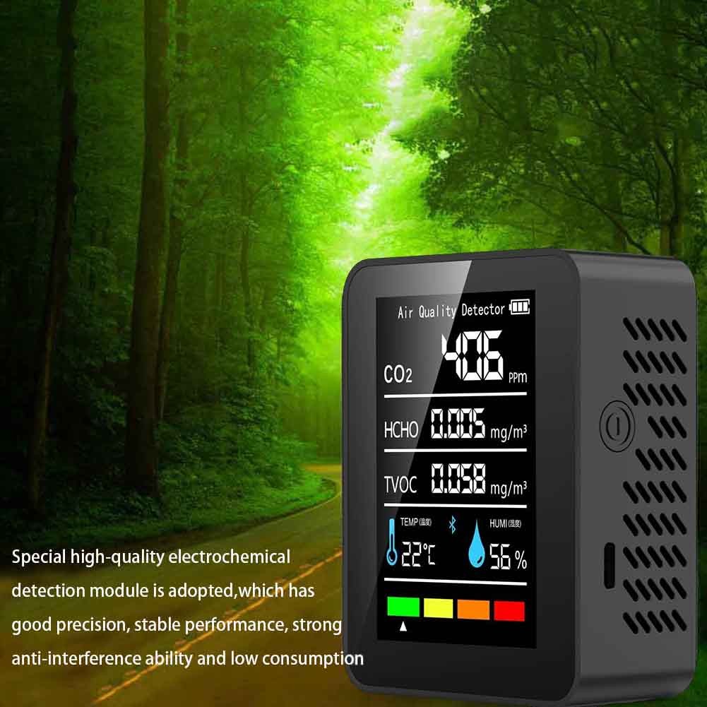 - 5 In 1 Air Quality Monitor Portable CO2 Monitor CO2 Detector for Home ...