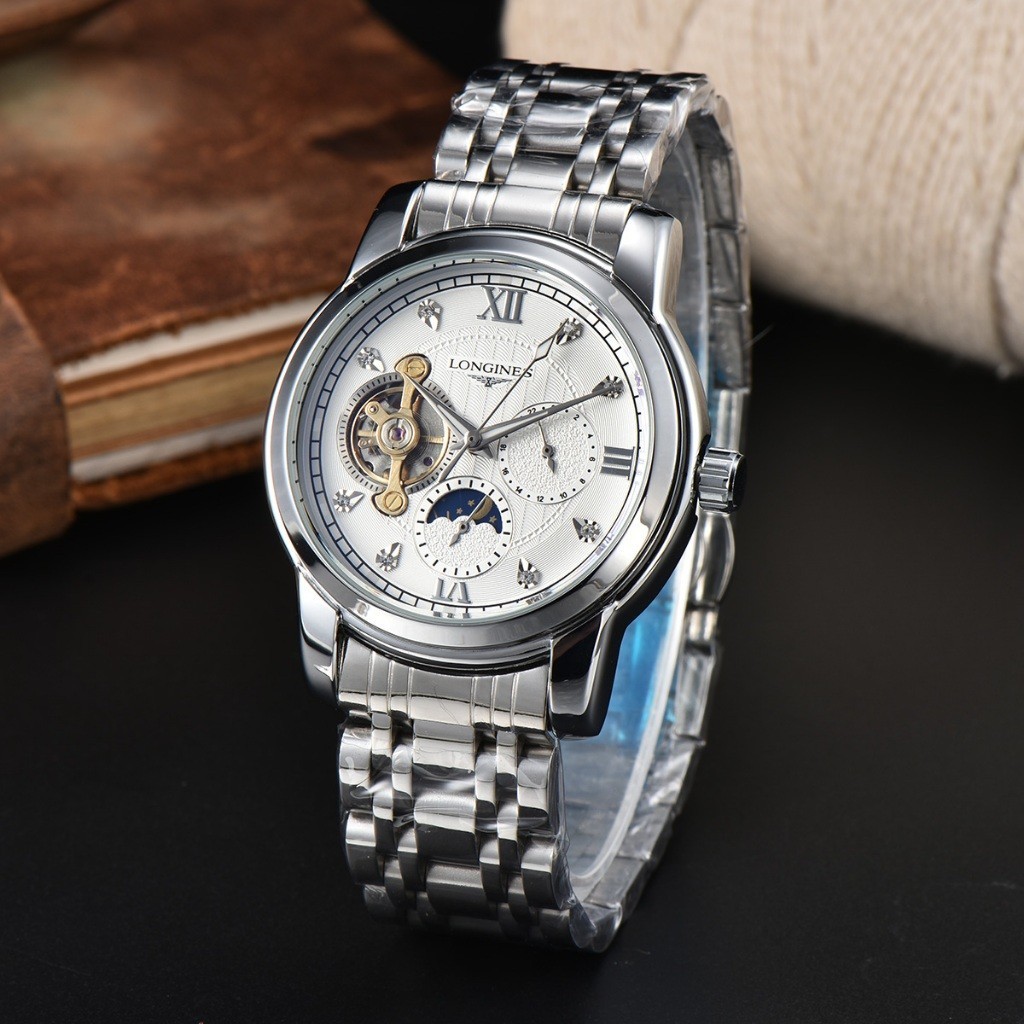 Longines LONGINES Three Eyes Six Hands Hollow Fashion Design Stainless ...