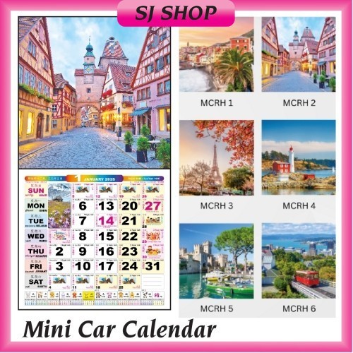 2025 Mini Car Racing Horse Calendar with PVC Pocket | Small Hanging ...