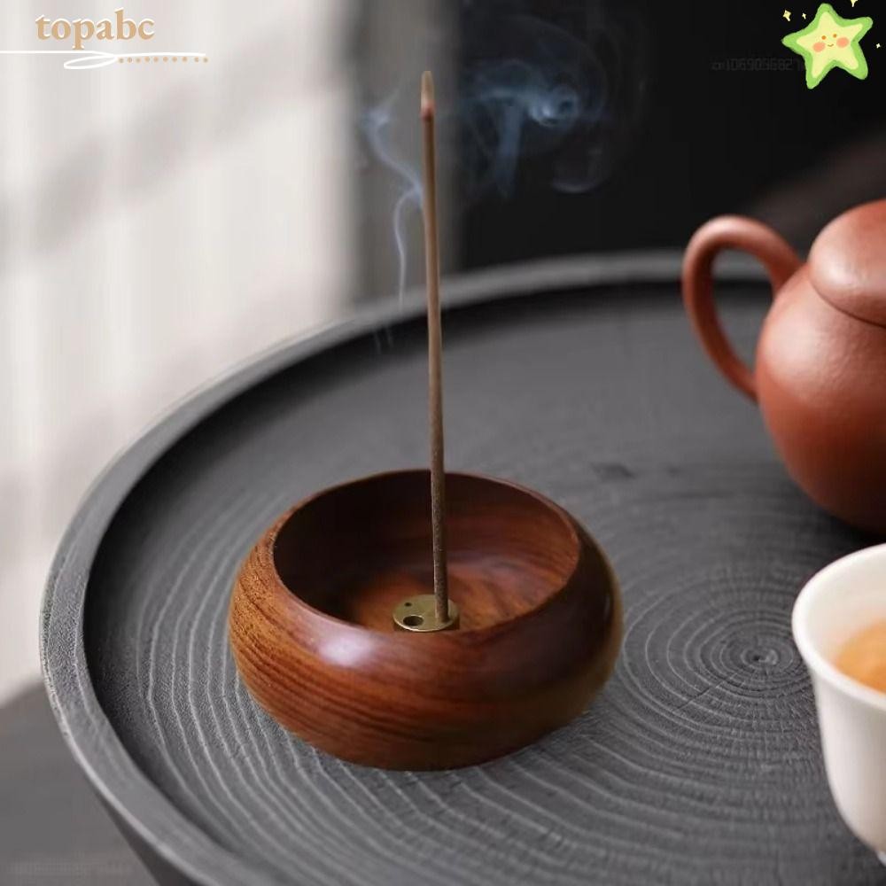 TOPABC Mini Incense Holder, Wooden Rosewood Incense Burner Stick Holder ...
