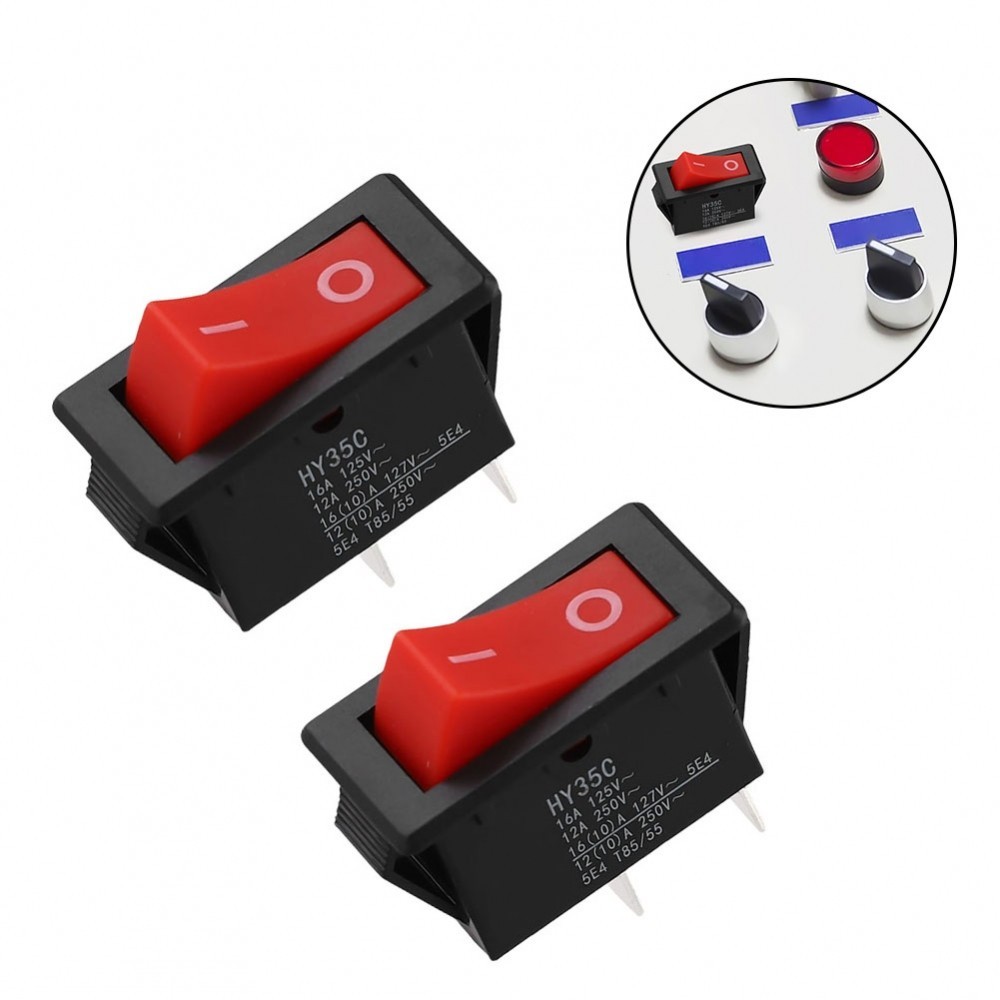 HY35C Push Button Switch (Pack Of 2) - On-Off 2-Pin AC 125/250V 16/12A Rocker Switch For Industrial Electric - View #4