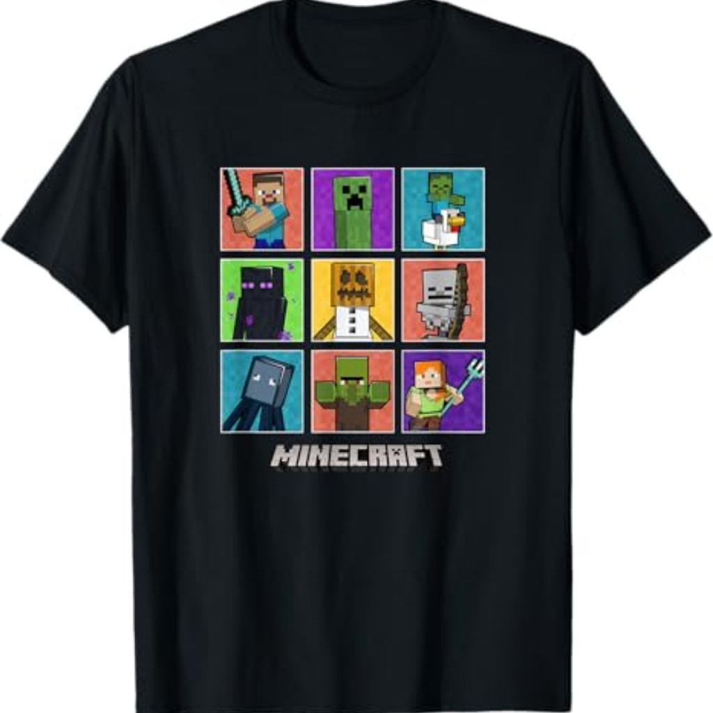 Minecraft Group Shot Colored Box Up T-Shirt 我的世界衣服 Men Women 100% ...