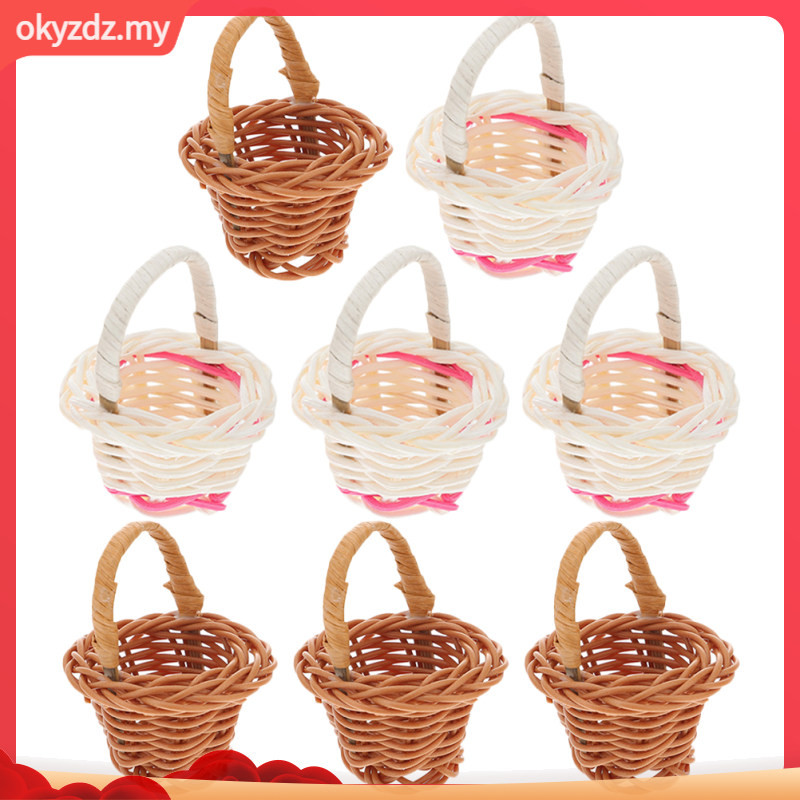8 Pcs Mini Hand Basket Woven Baskets Photo Props Rustic Flower Girl ...
