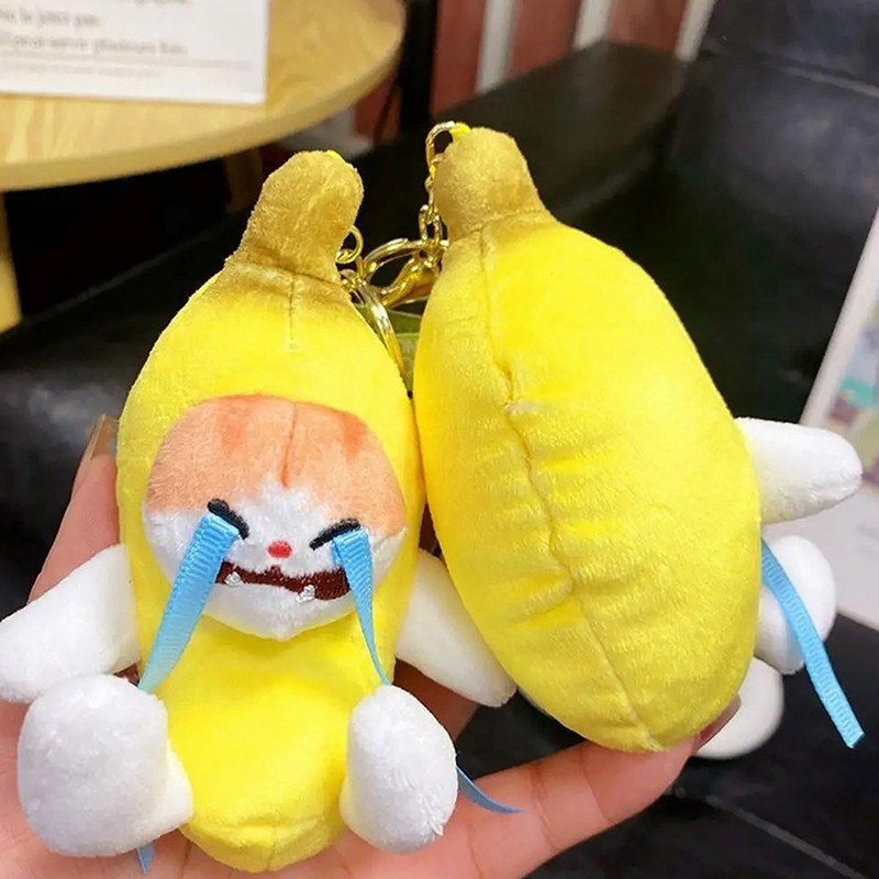 Panpia Crying Sound Banana Cat Keychain Creative Happy Cat Crying ...