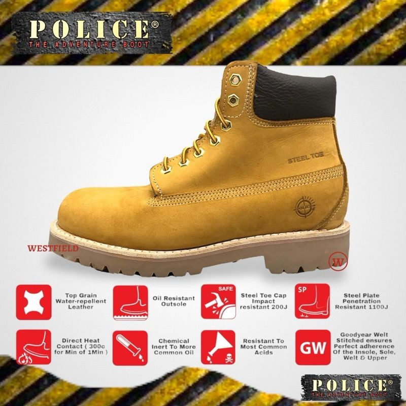 🔥New Arrivals🔥 Police® Men’s Premium Leather Yellow Boot Heavy Duty ...