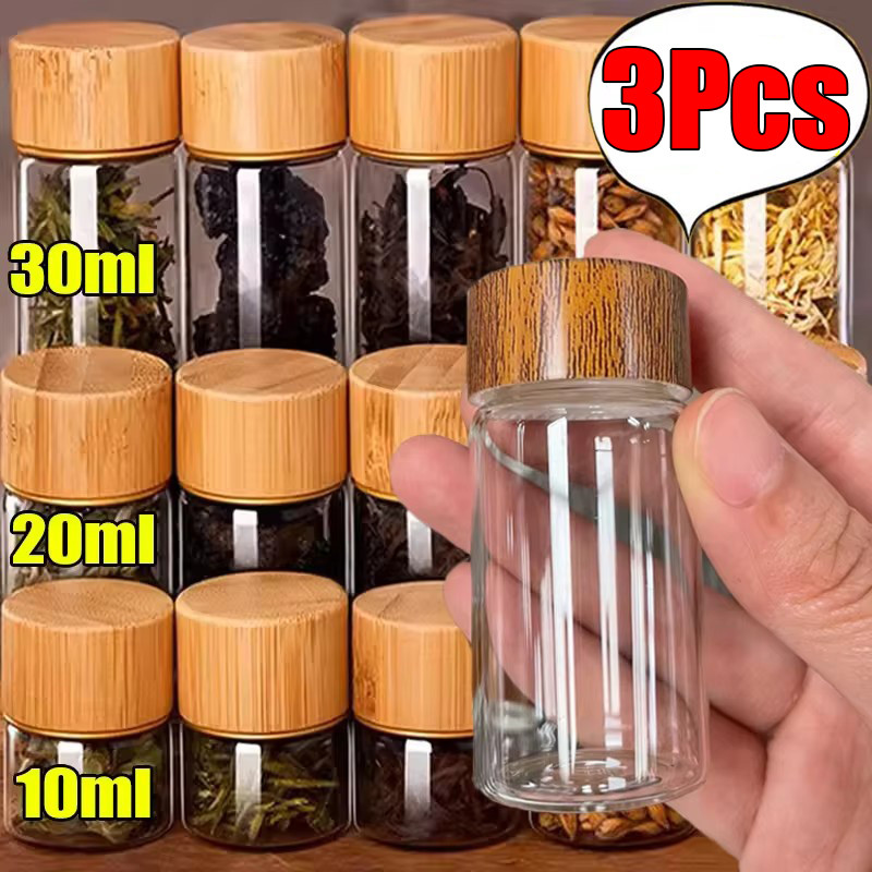 1/3Pcs 10/20/30ml Mini Glass Bottle - Tea Coffee Beans Storage ...