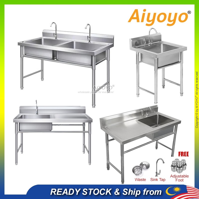 Stainless Steel Commercial Kitchen Sink Stand Sinki Dapur Dengan Kaki ...