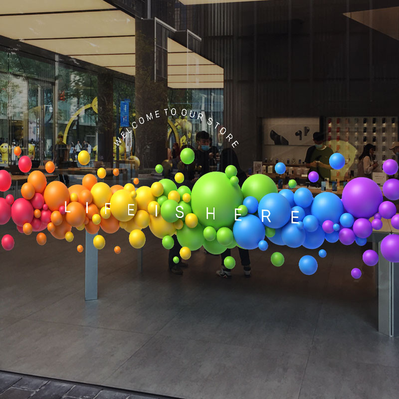 Shopping Mall Decoration Large Window Colored Balloon Waistline Glass ...