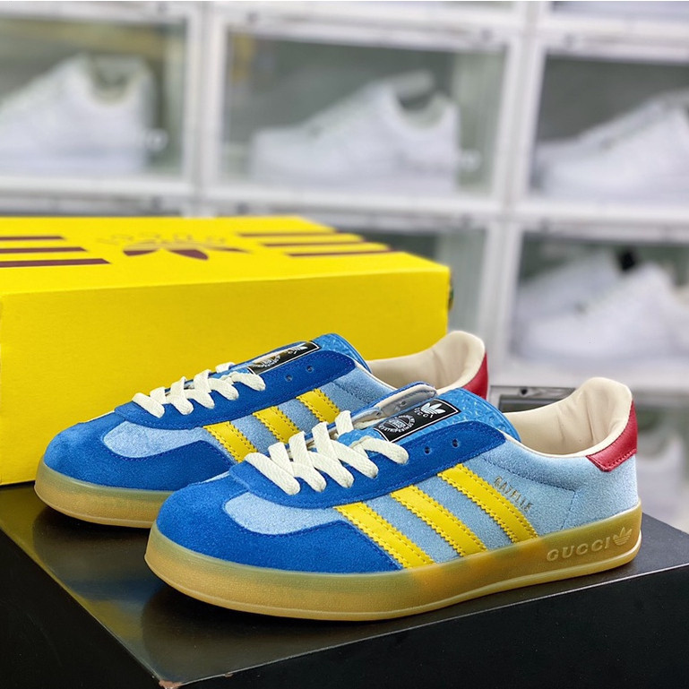 Adidas x Gucci gazelle cantik biru rendah casial unisex skate kasut kasut untuk lelaki wanita Shopee Malaysia