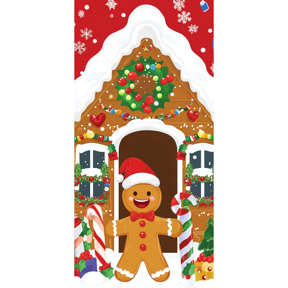 Christmas Door Cover Christmas Gingerbread Man Front Door Decorations ...