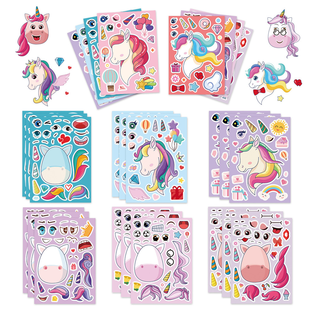 Today's Premium/Cross-Border 8 Face-Changing Stickers Unicorn Original ...