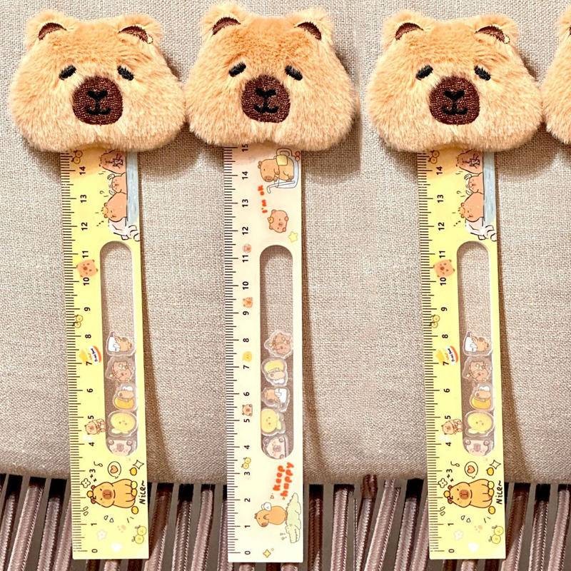 15cm Cute Shake Cartoon Capybara animal Straight Ruler with Plush Doll ...