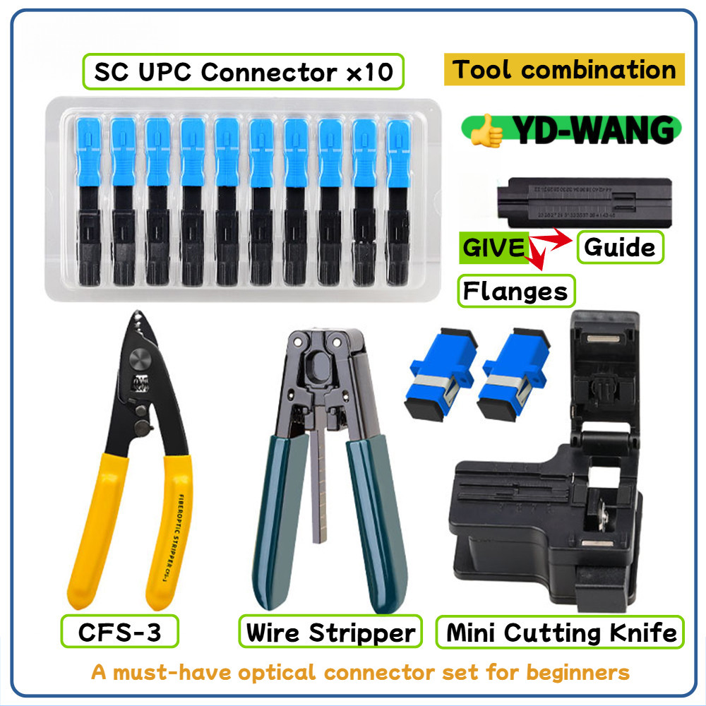 FTTH Fiber Optic Cold Splicing Tool Set Embedded SC/UPC Quick Connector ...