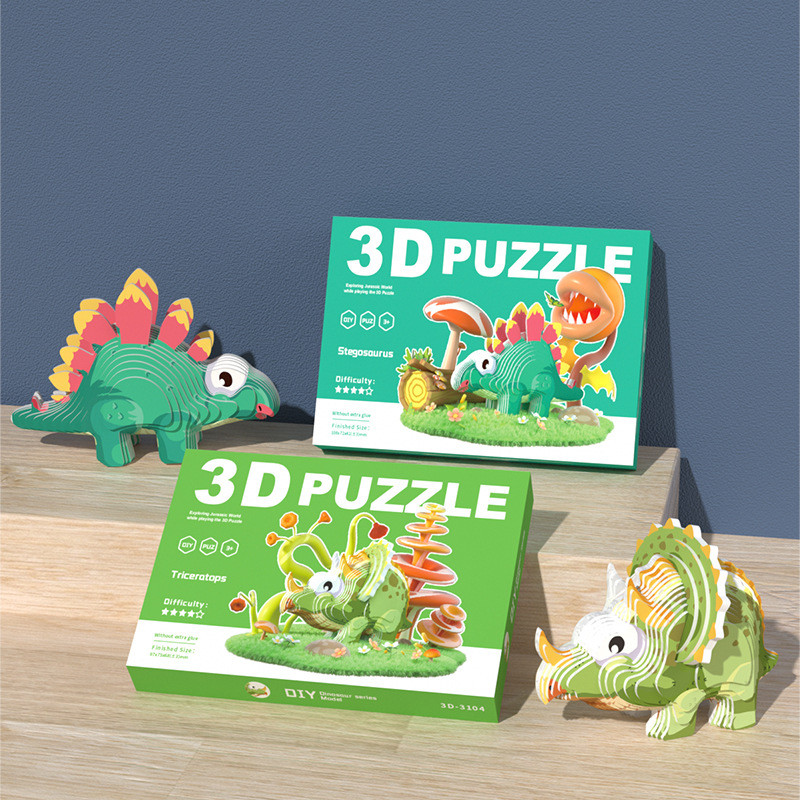 Children Paper Dinosaur 3D Three-Dimensional Puzzle Animal Model ...