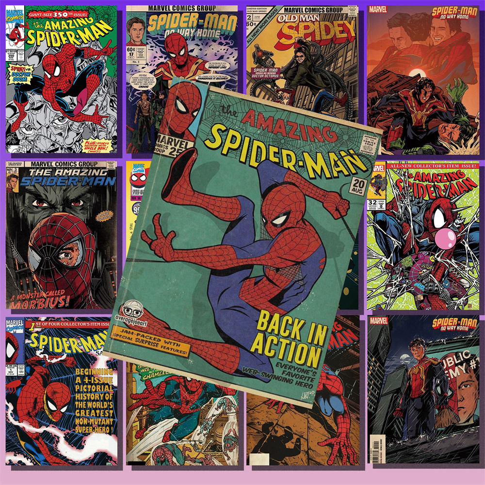 ((10 Sheets Into) Marvel Avengers Spider-Man Poster American Retro ...