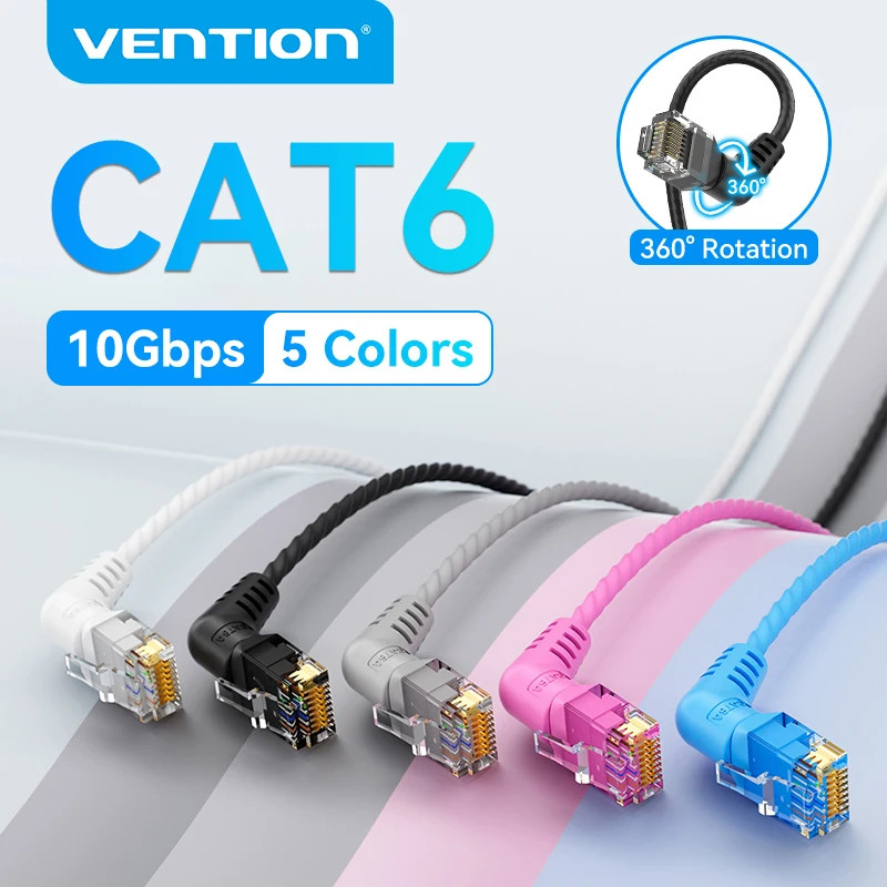 Vention CAT6A Ethernet Cable 10Gbps 90/360 Degree Rotation CAT 6A Slim ...