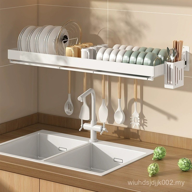 Kitchen Window Sill Rack Perforation-Free Wall-Mounted Dish Rack Above ...