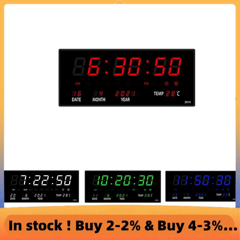 LED Perpetual Calendar Electronic Clock Digital Wall Clock Alarm Hourly ...