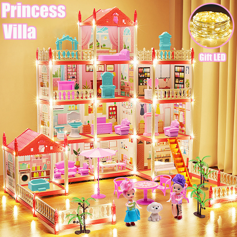 DIY Led Miniature House Girls Pretend Play Set Princess Villa Dream ...