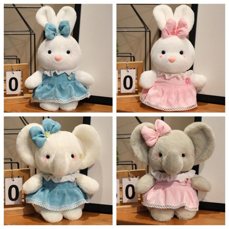 Rabbit Elephant Doll Plush Toy Children Sleeping Comforting Muppet Doll ...