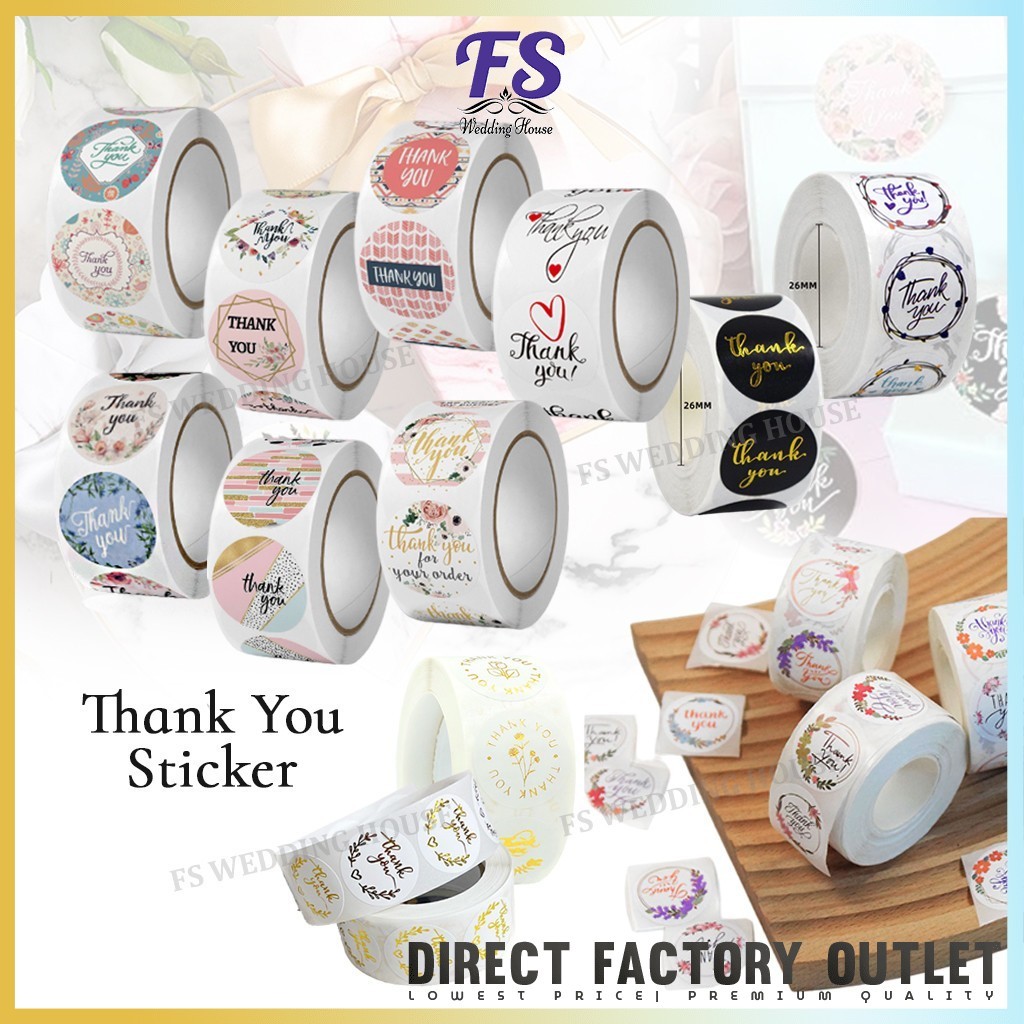 500PCS THANKS YOU STICKER / LABEL STICKER TERIMA KASIH / GIFT STICKER ...