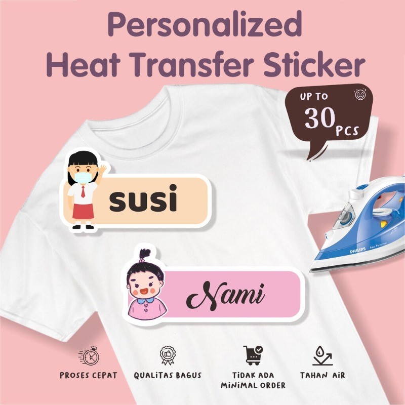 20pcs Fabric Sticker - Iron On Sticker | T-shirt Name Sticker | Custom ...