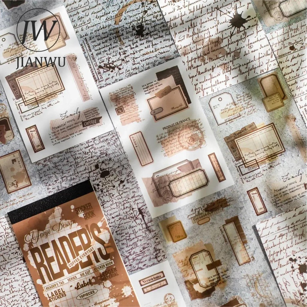 JIANWU Reader Tags Series Vintage English Text Label Material Collage ...