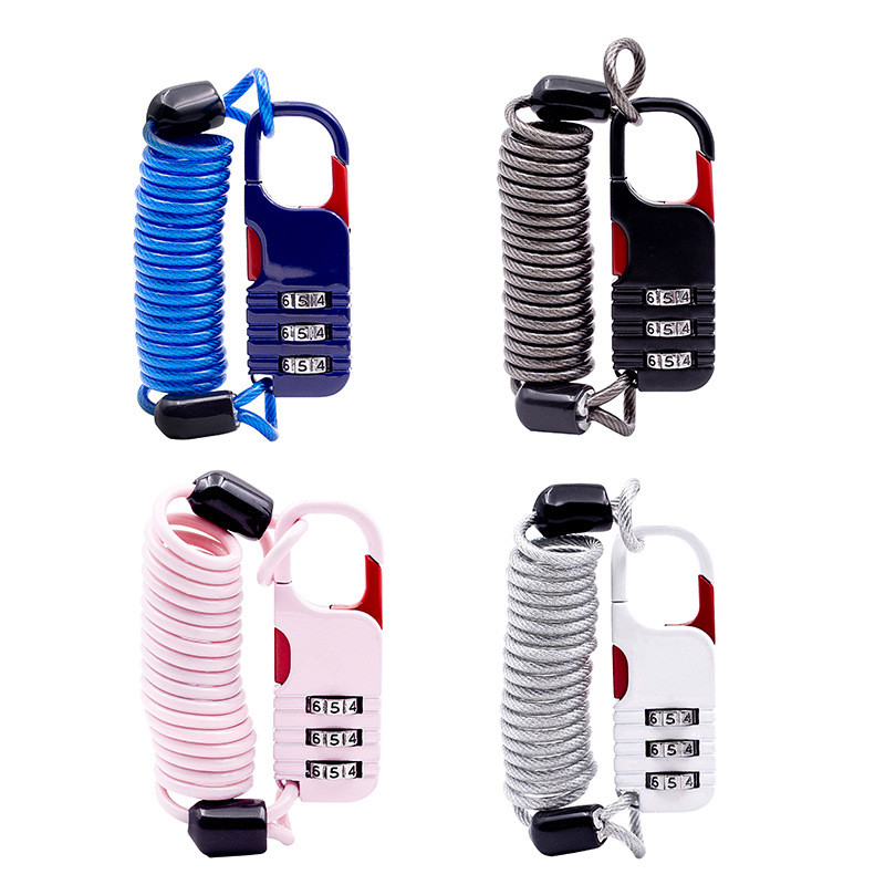 [4 Colors] Metal Lock Wire Rope Combination Lock Stroller Anti-theft ...