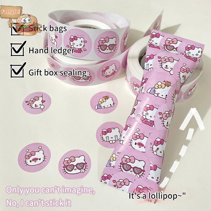 feng 500pcs/Roll Cartoon Sanrio Stickers Kawaii Hello Kitty Kuromi ...