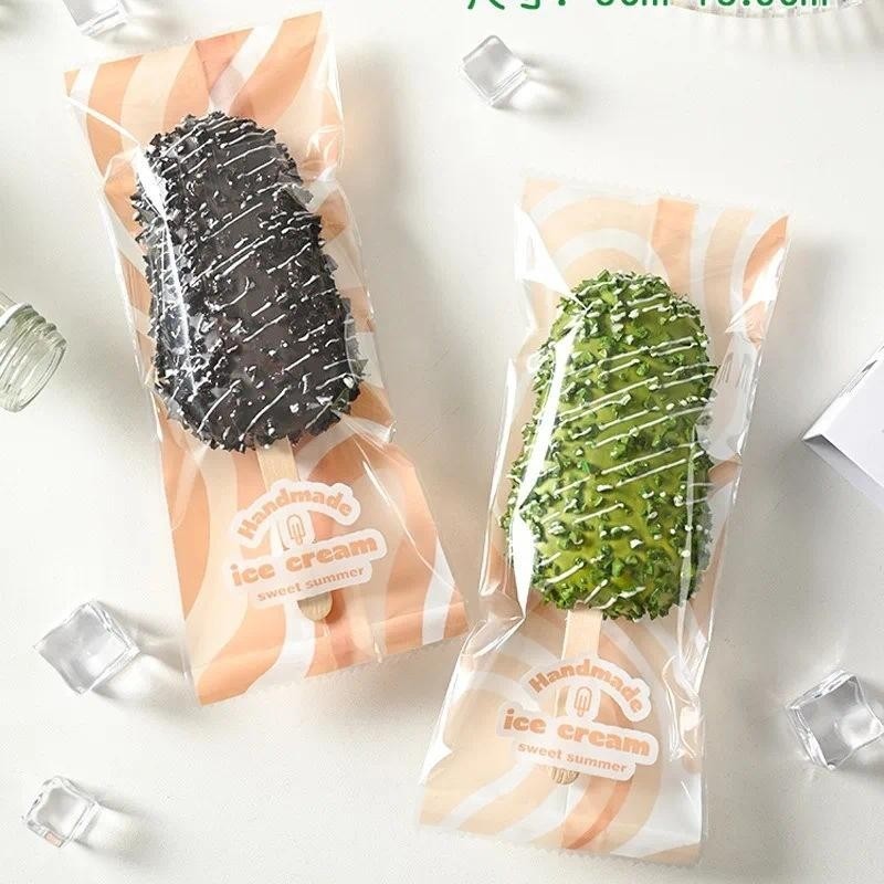 100pcs/set 8x19 CM Ice Cream Gold Elegant Pastry Plastic Bag Seal ...