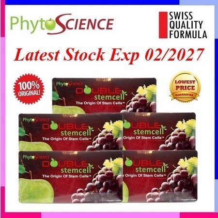 5 Paquets Double Stem Cell PhytoScience - Poudre Anti-âge Aux Cellules Souches Pomme & Raisin